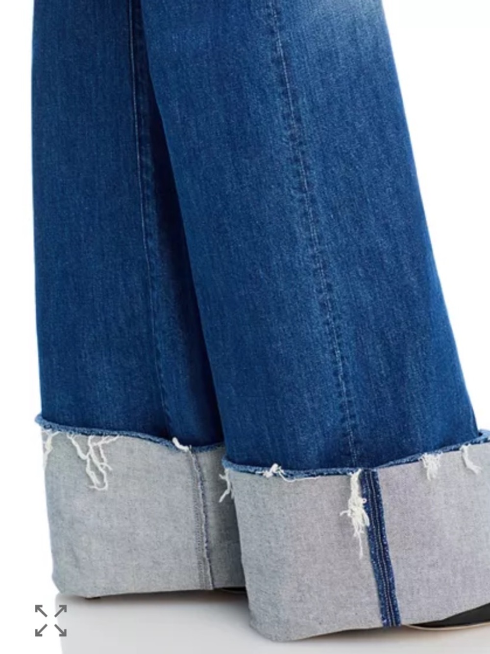 MOTHER Blue High-Rise Wide-Leg Jeans with Cuffed Hem - Picture 5 of 6
